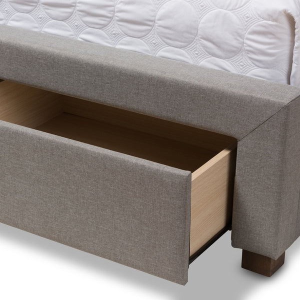 Baxton Studio Baxton Studio Aurelie Modern Storage Bed with Button-Tufted Upholstery and Under-Bed Drawers Grey Queen CF8622-D-Light Grey-Queen