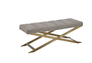 VIG Furniture Modrest Xane - Contemporary Grey Fabric & Brushed Brass Bench VGGAGA-8648BE-GRY