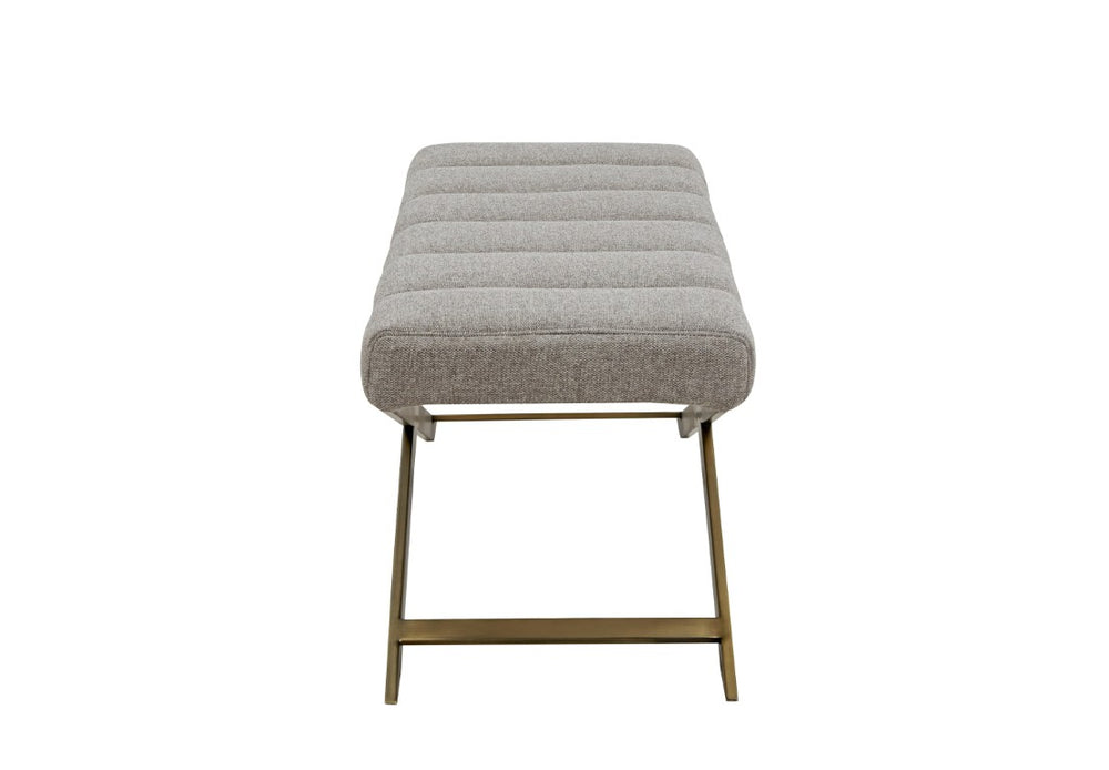 VIG Furniture Xane Channel-Tufted Grey Fabric Bench With Brushed Brass X-Legs — Plush Seating, No Assembly VGGAGA-8648BE-GRY