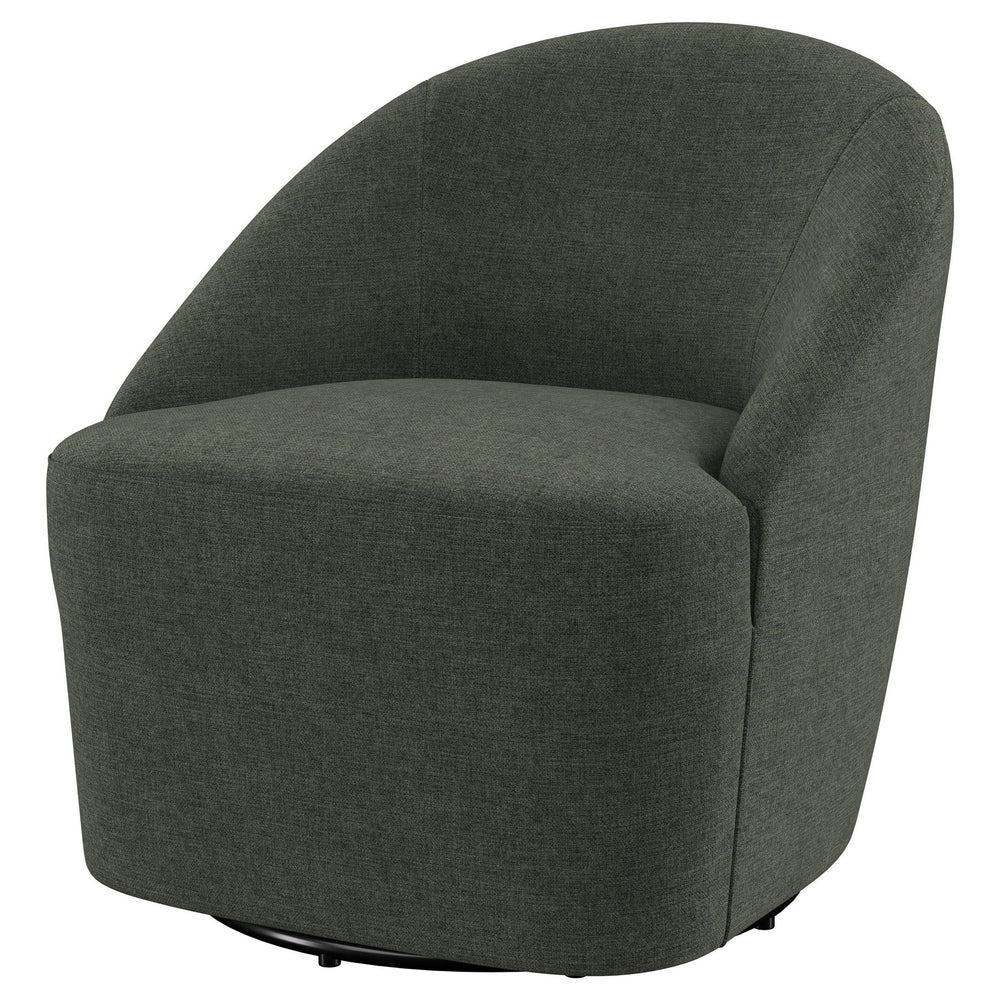 English Elm Denali Hunter Green Upholstered Swivel Chair — Rounded Barrel Back, Sloping Arms, Cozy Modern Accent Seat B062P353266