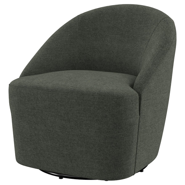 English Elm Denali Hunter Green Upholstered Swivel Chair — Rounded Barrel Back, Sloping Arms, Cozy Modern Accent Seat B062P353266