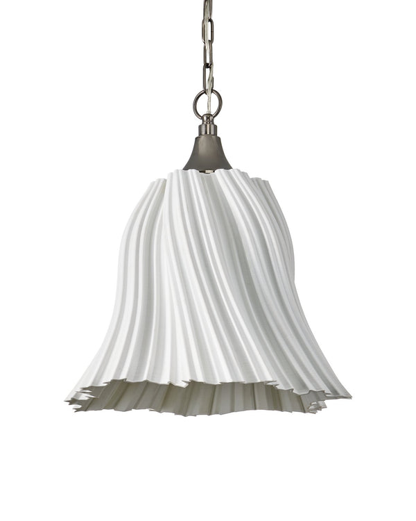 Currey & Company Twirl White Pendant: Elegant 3d-printed Porcelain, Dimmable, Adjustable Length, Modern Design Lighting White Porcelain ,Metal 9000-1282-currey-company