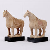 Lilys Pair Of Terra Cotta Horse Black Wooden Base 8129