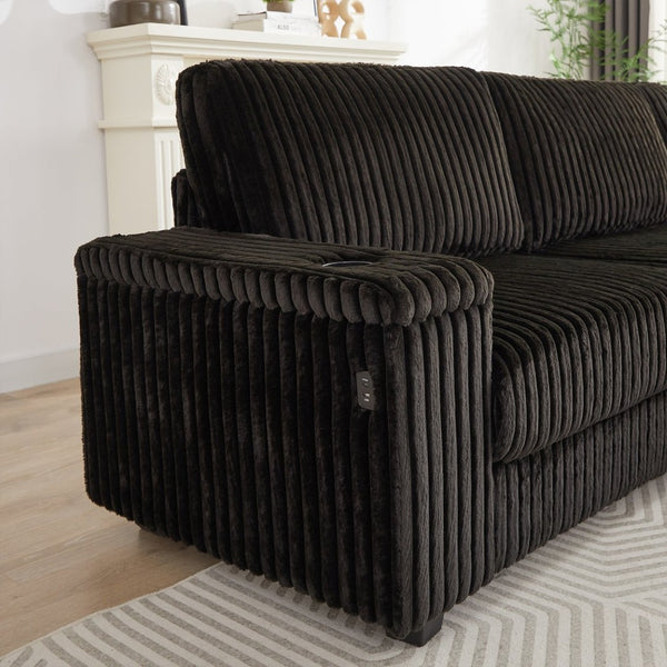 English Elm Chenille Cloud Sofa with Quilted Seat and Piano Key Backrest for Modern Living Rooms W834S00648