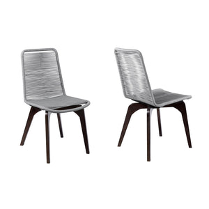 English Elm Island Eucalyptus Wood Rope Weave Outdoor Dining Chairs Resort Patio Set of 2 B2736P464892