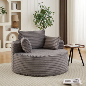 English Elm 50"l Corduroy Oversized Sleeper Chair with Neck Pillow Support for Lounge or Bedroom Grey W834P405864