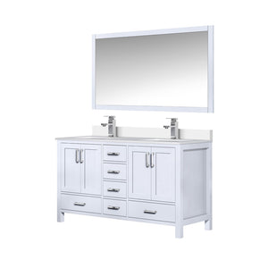 English Elm White Double Bath Vanity Set With 60" Quartz Top, Chrome Faucets, Storage, And 58" Framed Mirror B2731S00991-GIGA