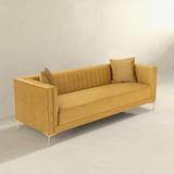 English Elm Ashcroft Furniture - Angelina Sofa 91" (Yellow Mustard Velvet)