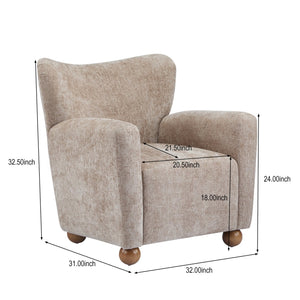 English Elm Christopher Knight Home® - Cozy Wingback Armchair with Plush Bouclé Upholstery, Solid Wood Legs, Timeless Elegant Comfort beige brown 32 L x 29.5 W x 26.75 H N776P293322B