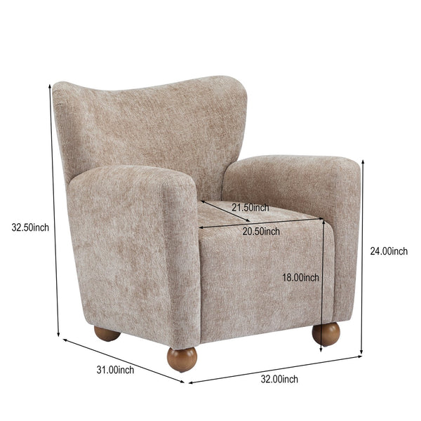 English Elm Christopher Knight Home® - Cozy Wingback Armchair with Plush Bouclé Upholstery, Solid Wood Legs, Timeless Elegant Comfort beige brown 32 L x 29.5 W x 26.75 H N776P293322B