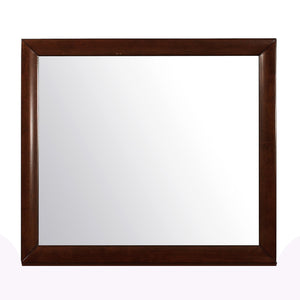English Elm LUCILLE Large Wall Mirror with Sleek Frame and Rich Finish, Solid Wood Construction, Dresser-Ready Mounting Red+Brown 40.98 L x 37.68 W x 2.01 H B201P294790