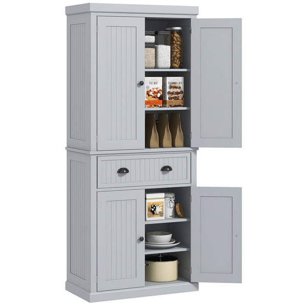 English Elm Homcom 72" Farmhouse Kitchen Pantry Cabinet With Adjustable Shelves, Large Drawer & Beadboard Style W2225S00049