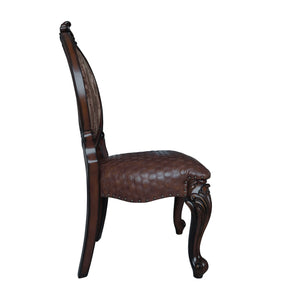 English Elm Brown Oval Back Side Chairs Set of 2 — Brown & Cherry Oval Backrest, Padded Lozenge Cushions, Nailhead Trim B062P185714