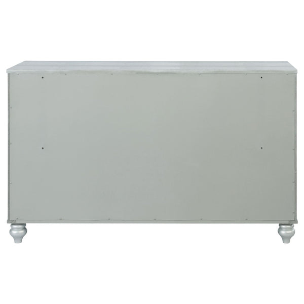 English Elm Arabesque Six Drawer Dresser with Crystal Pulls and Fretwork Art Deco Glam Finish B062P441419