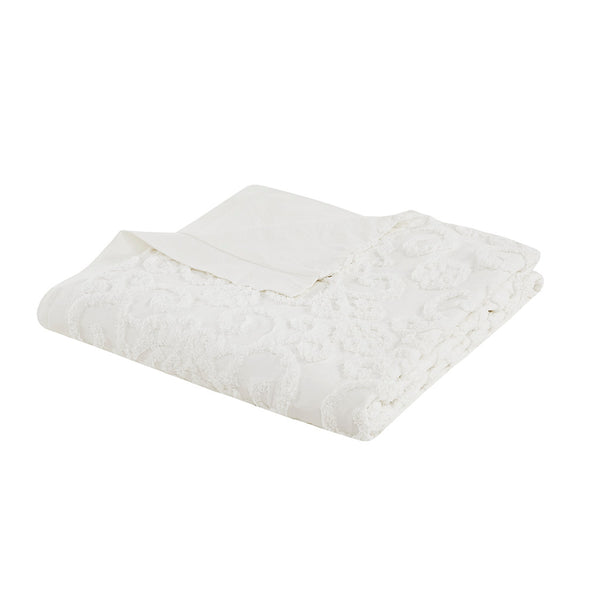 JLA Home Harbor House Blue - Duvet Suzanna Mini Set with Tufted Chenille Medallion, 100% Cotton, OEKO-TEX Certified Comfort Ivory HH12-1348