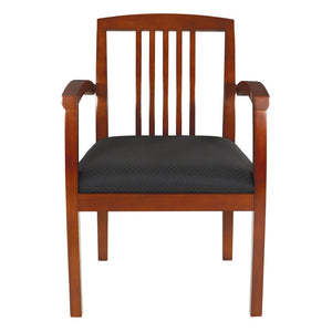 OSP Home Furnishings Wood Back Guest Chair Solid Hardwood Frame for Office Reception with Reinforced Corner Blocks Cherry KEN77LCH-3