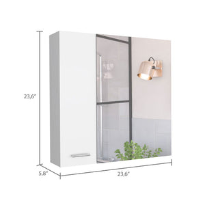 English Elm Medicine Double Door Cabinet with Mirror and External Shelf for Bathroom Storage, Sleek Durable Design White 28.74 L x 22.04 W x 5.51 H B097133011