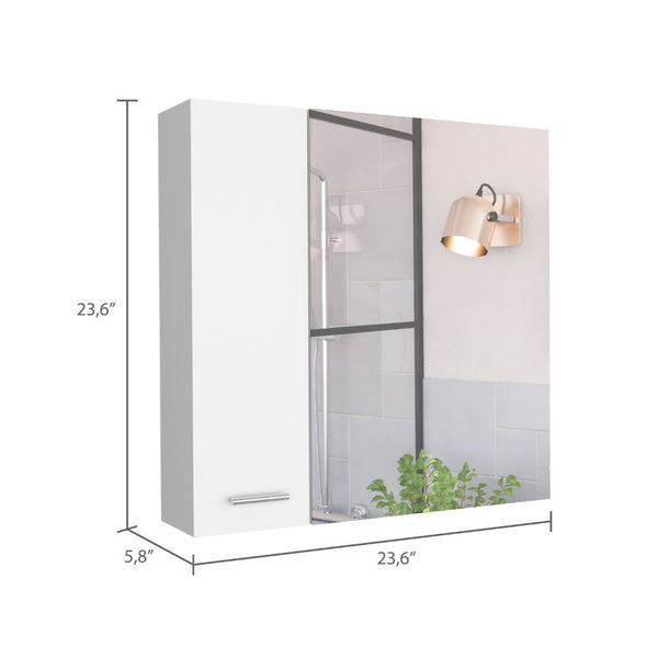 English Elm Medicine Double Door Cabinet with Mirror and External Shelf for Bathroom Storage, Sleek Durable Design White 28.74 L x 22.04 W x 5.51 H B097133011