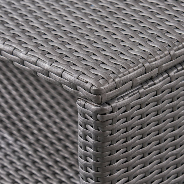 English Elm Christopher Knight Home® - ST LUCIA TABLE Grey Rattan Outdoor Side Table with Spacious Top, Open Shelf, Stable Four‑Leg Design, Easy Clean 54678.00GRY