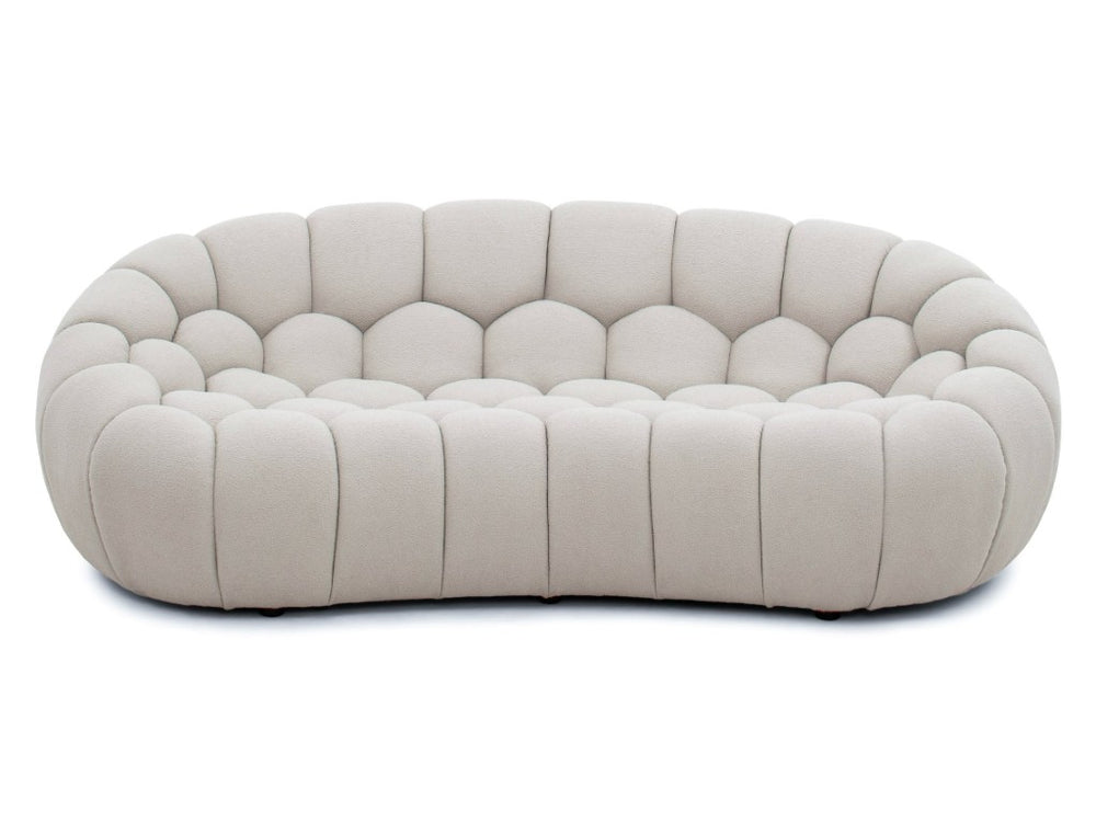 VIG Furniture Yolonda Curved Beige Teddy Loveseat With Hexagonal Tufting, Solid Wood Frame, Cozy Modern Style VGEV2126C-LOVE-C-01