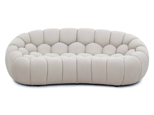 VIG Furniture Yolonda Curved Beige Teddy Loveseat With Hexagonal Tufting, Solid Wood Frame, Cozy Modern Style VGEV2126C-LOVE-C-01