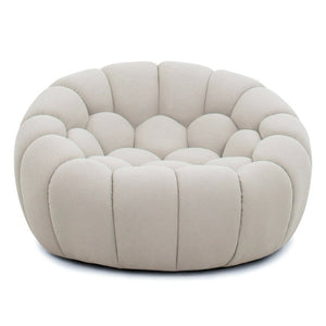 VIG Furniture Yolonda Curved Accent Chair In Beige Teddy Fabric — Hex Tufted Modern Lounge With Solid Wood Frame VGEV2126C-CHR-C-01