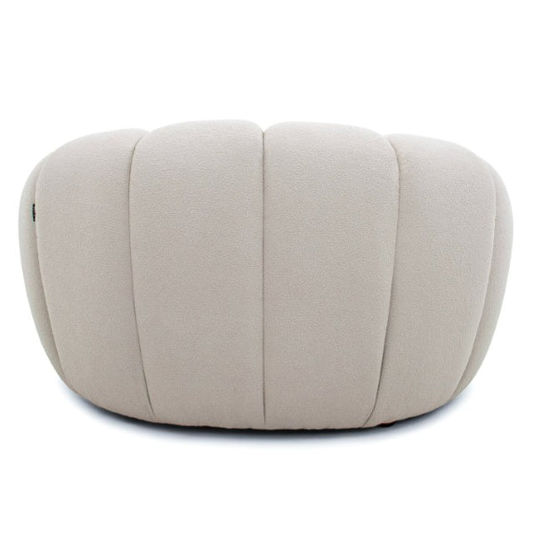 VIG Furniture Yolonda Curved Accent Chair In Beige Teddy Fabric — Hex Tufted Modern Lounge With Solid Wood Frame VGEV2126C-CHR-C-01