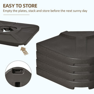 English Elm Outsunny 4-Piece Heavy Duty Umbrella Base Weights - Durable Fillable Hdpe For Offset Stands, Brown W2225P175522-GIGA