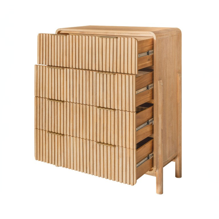 VIG Furniture Mikala Acacia Chest With 4 Soft-Close Drawers, Gold Handles, Wire-Brushed Finish, No Assembly (47.2"H) VGWDMIL-TB04