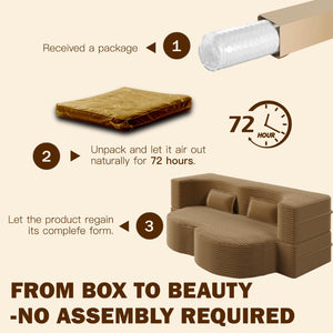 English Elm Modern Corduroy Floor Sofa Foldable Twin Sleeper Foam Filled for Dorms and Playrooms Coffee W1885P446609