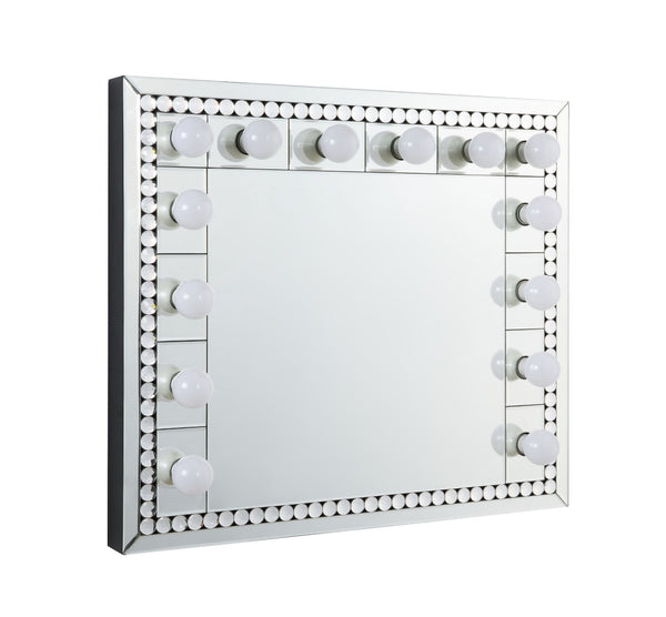 English Elm Farai Hollywood Glam Wall Mirror with Faux Crystal Diamond Border and Light Sockets B2726P446700