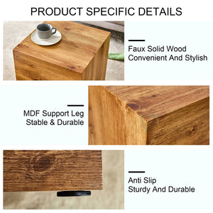 English Elm Elevate Modern Wood-Textured MDF Side Table, 11.8"x11.8"x19.6", No-Assembly, Versatile Accent Table W1151P242266