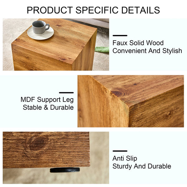 English Elm Elevate Modern Wood-Textured MDF Side Table, 11.8"x11.8"x19.6", No-Assembly, Versatile Accent Table W1151P242266