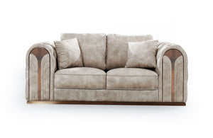 VIG Furniture Divani Casa Dosie - Transitional Beige Velvet Sofa Set VGBN-S-9368-SET-BGE