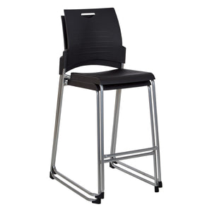 OSP Home Furnishings Tall Stackable Counter Stool with Steel Frame and Contoured Plastic Seat for Breakrooms Black DC8309C2-3