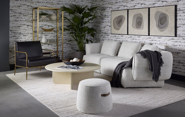 Sunpan Lathan Lounge Chair - Handcrafted Minimalist Design with Antique Brass Frame for Luxurious Spaces Charcoal Black Leather