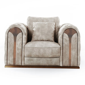 VIG Furniture Divani Casa Dosie - Transitional Beige Velvet Sofa Set VGBN-S-9368-SET-BGE