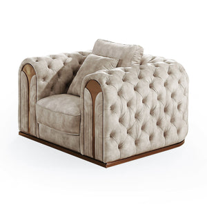 VIG Furniture Divani Casa Dosie - Transitional Beige Velvet Sofa Set VGBN-S-9368-SET-BGE