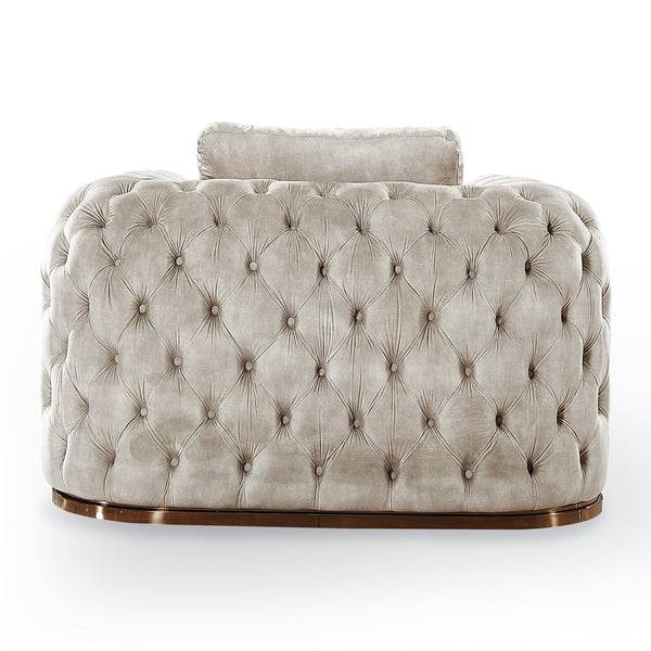 VIG Furniture Divani Casa Dosie - Transitional Beige Velvet Sofa Set VGBN-S-9368-SET-BGE