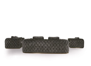 VIG Furniture Divani Casa Dosie - Transitional Grey Velvet Sofa Set VGBN-S-9368-SET-GRY