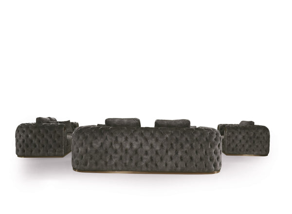 VIG Furniture Divani Casa Dosie - Transitional Grey Velvet Sofa Set VGBN-S-9368-SET-GRY