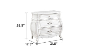 English Elm Opulence 4-Piece Queen Bedroom Set In Pearl White - Modern Elegance With Timeless Storage Solutions B009S01368-GIGA