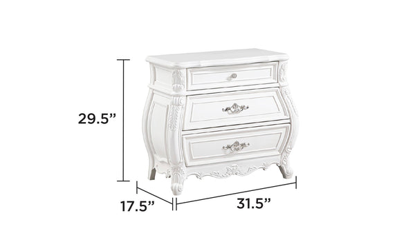 English Elm Opulence 4-Piece Queen Bedroom Set In Pearl White - Modern Elegance With Timeless Storage Solutions B009S01368-GIGA