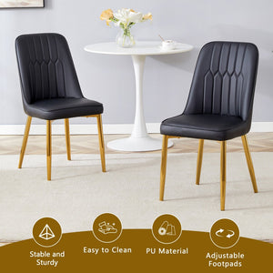 English Elm Table and Chair Set Marble Glass Top Gold Legs with Four Pu Leather Dining Seats W1151S04634