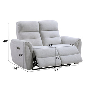 English Elm Eastre Gray Chenille 3-Piece Power Motion Living Room Set with USB & Type-C Ports, Reclining Comfort B2726S00525