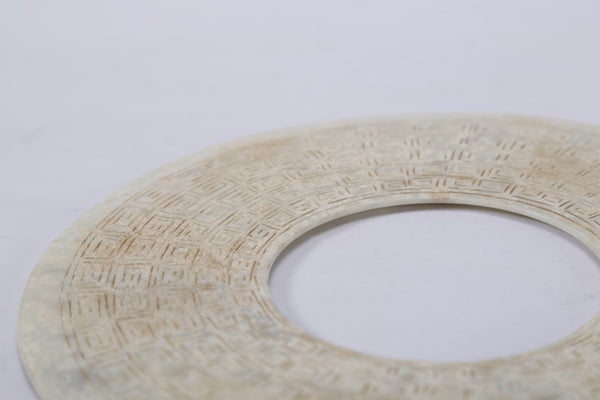 Lilys White Greek Key Carving Jade Statue With Base 8134