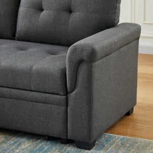 English Elm Sierra Reversible Sleeper Sectional Tufted Linen Upholstery with Hidden Chaise Storage B061S00076