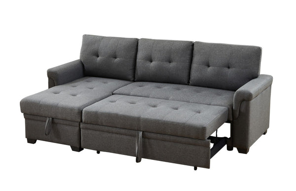 English Elm Sierra Reversible Sleeper Sectional Tufted Linen Upholstery with Hidden Chaise Storage B061S00076