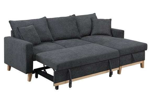 English Elm Colton Woven Fabric Sleeper Sectional with Reversible Storage Chaise for Living Rooms B061S00003