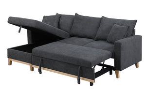 English Elm Colton Woven Fabric Sleeper Sectional with Reversible Storage Chaise for Living Rooms B061S00003